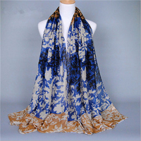 180*90CM Women Floral Print Long Soft Cotton Voile Scarf Wrap Shawl Stole Scarves