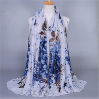 180*90CM Womens Long Soft Voile Scarf Wrap Floral Printed Scarves Shawl Stole