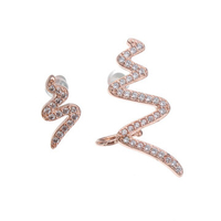 18K Gold Plated 925 Silver Zircon Asymmetric Earrings