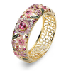 18K Gold Plated Rhinestone Cloisonné Flower Leaf Bracelet