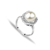 18K Rose Gold Plated Crystal Flower Artificial Pearl Zircon Finger Ring