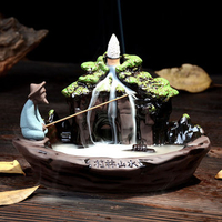 19x11.55x12cm Ceramic Art Backflow Incense Burner Censer Home Office Furnace Decor Fragrant