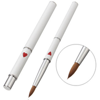 1Pc Professional Acrylic Nail Art Brush Metal Handle With Heart Kolinsky Hair