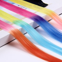 1Pc Straight Gradient Hairpiece Synthetic High Temperature Fiber Clip In Ombre Hair Extensions 50cm