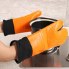 1pcs Silicone Oven Mitts Ideal Protection with Extra Long Thick Quilted Cotton Liner Silicone BBQ Gl