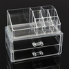 2 Drawers Clear Acrylic Cosmetic Storage Brush Jewelry Lipstick Holder