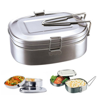 2 Layer Stainless Steel Lunch Box Bento Box Food Container Portable Multifunction Dinner Accessories