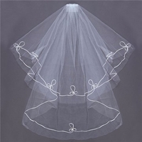 2 Layers Bride Elbow Edge Wedding Prom Bridal White Veil With Comb