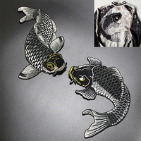 2 Pcs/ 1 Pair Koi DIY Applique Clothing Embroidery Patch Iron On Sew On Patch Fabric Sticker