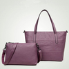 2 PCS Women Genuine Leather Handbag Casual Tote Bag Composite Bag Set Shoulder Bag