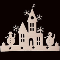 2 Pieces Small House Window Decals Christmas Tree Ornament Snowman Sticker Decoration