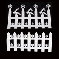 2 Pieces White Foam Snow Flake Fence Wall Sticker Christmas Ornament Decoration Window Decals