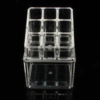 2 Tiers Acrylic Clear Cosmetic Storage Organizer Nail Polish Brush Jewelry Display Case