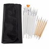 20 Pcs Nail Art Design Dotting Painting Pen Brush Set With Faux Leather Case