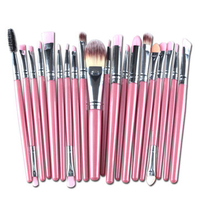 20Pcs Pink Handle Wool Brush Set Facial Makeup Power Blush brushes