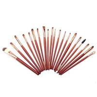 20Pcs Wooden Brown Cosmetic Brush Set Eye Shadow Foundation Kabuki Brushes Tools