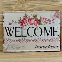 20x30CM Retro Painting Welcome to My Home Wall Decor Iron Signs Home Decorations