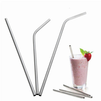 215mm/270mm Metal Drinking Stainless Steel Straw Straight Curved Straws