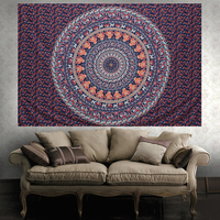 215x140cm Indian Tapestry Wall Hanging Hippie Elephant Mandala Bedspread Ethnic Throw Art