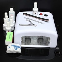 220V 36W UV Lamp 5 Colors Soak Off Nail Art Gel Base Top Coat Manicure Set