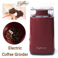230V Electric Coffee Grinder Red Mixer Bean & Dry Spice Crusher 300W Max New Stainless Steel Blade