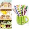 25Pcs/Bag Candy Color Stripe Art straw Disposable Wedding Party Decoration Supply