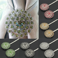 2PCS Magnetic Crystal Curtain Tiebacks Buckle Clips Holdbacks Home Decoration