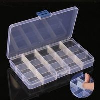 2Pcs 15 Cells Compartment Plastic Storage Box Adjustable Detachable For Nail Tip Gems Little Stuff