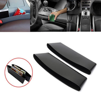 2Pcs Black Car Interior Catch Catcher Storage Organizer Box Seat Slit Pocket Car Storage Container