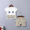 2PCS Boys Smile Face Printed T-shirt Pants Suits