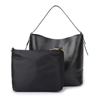 2PCS Bucket Bag PU Leather Pure Color Handbag Shoulder Bags