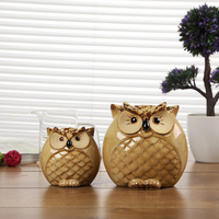 2Pcs Creative Ceramic Owl Ornament Living Room Home Office Decor Craft