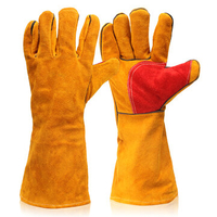 2Pcs Heavy Duty Lined Reinforced Palm 16" Welding Gauntlers Welders Leather Gloves Panther