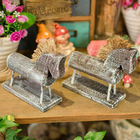 2Pcs Nordic Style Creative Wooden Horse Carving Ornaments Kids Room Home Decoration