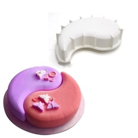 2PCS Silicone Yin Yang Cake Fondant Mold Chocolate Brownie Dessert Baking Pan Tray Mousse Cake Mold