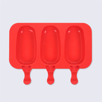 3 Cavities Silicone Popsicle Molds Ice Cube Molds Ice Cream Ice Lolly with Stickers