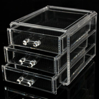 3 Drawers Design Acrylic Clear Makeup Storage Organizer Nail Polish Jewelry Display Case
