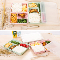 3 Euro-American Separation Layer Wheat Straw Food Container Microwave Oven Lunch Box Dinner Sets