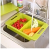3 in 1 Removable Filter Water Basket Antibacterial Stretch Cutting Board Hanging Storage Container