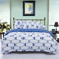 3 Or 4pcs Polyester Fiber Blue White Labyrinth Printed Bedding Sets Quilt Cover 3 Size
