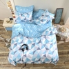 3 or 4pcs Suit Blue Geometric Pattern Reactive Dyeing Polyester Bedding Sets Single Twin Queen Size