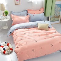 3 or 4pcs Suit Pink and Grey Sailing Diary Reactive Dyeing Polyester Fiber Bedding Sets 3 Size