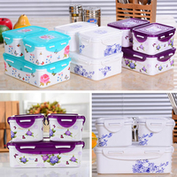 3 Pcs Classicality Lunch Boxes Food Tank Seasonings Storage Container Refrigerators Microwave Box