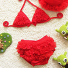 3 Pcs Gils Kids Halter Lovely Bikini Lace Cute Bowknot Swimsuit