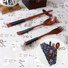 3 Pcs Japanese Natural Wooden Chopsticks Spoon Fork Tableware