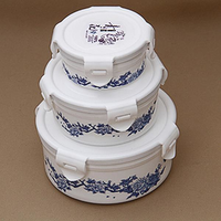 3 Pcs Round Microwave Lunch Boxes Food Tank Seasonings Storage Container Refrigerators Box