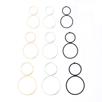 3 Size Copper Good Luck Number 8 Double Circle Drop Earrings