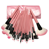 32 Pcs Pink Eyeshadow Eyebrow Blush Makeup Brushes Cosmetic Set With Bag