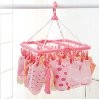 32Clip Portable Socks Cloth Hanger Rack Clothespin Multifunctional Drying Rack