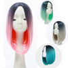 36cm Gradient Hair Straight Bob Wigs Heat Resistant Synthetic 4 Colors